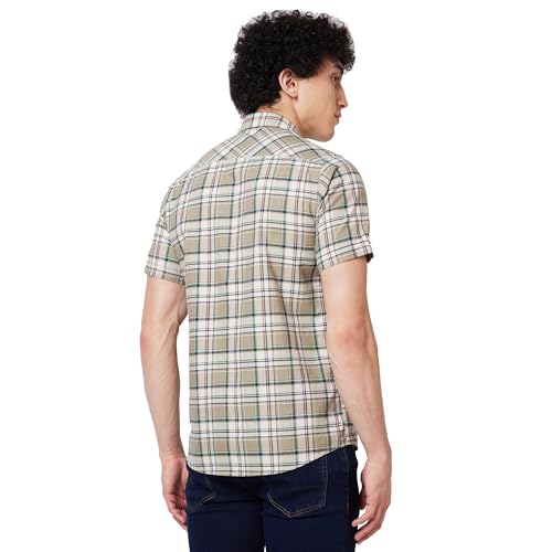 Image of Spykar Men's Regular Fit N /A Half Sleeve Checked Casual Shirts