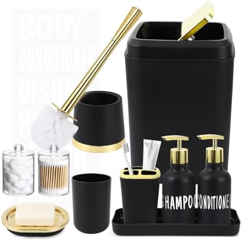 Black Bathroom Accessories Set, 10 Piece…
