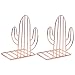 Magiin 1 Par Sujetalibros Decorativos de Cactus de Metal Estantería Hueca de Hierro Forjado Almacenamiento de Escritorio para Regalo Oficina Escuela Casa Oro Rosa 130x90x183mm