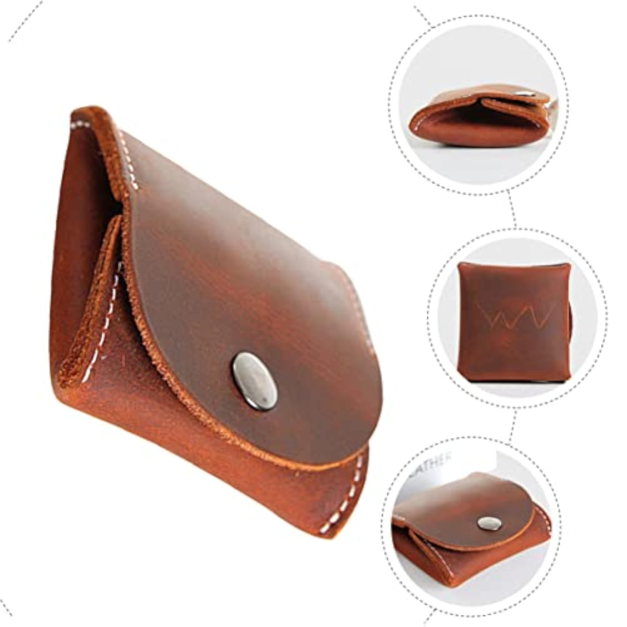 Men's Leather Coin Pouch, Vintage Style Organizer