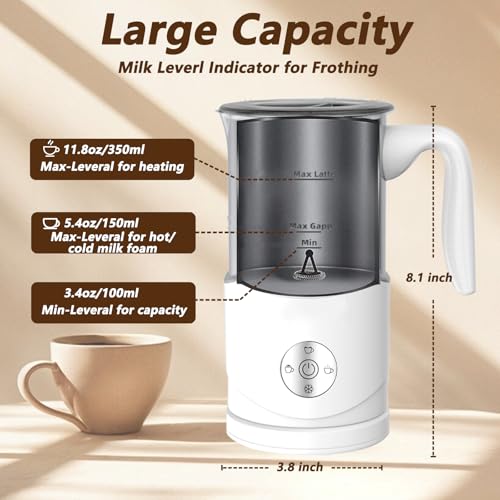 4-in-1 Electric Milk Frother & Steamer, Hot & Cold Foam, 350 mL, White by MAIPSIG - Used condition - Image 5