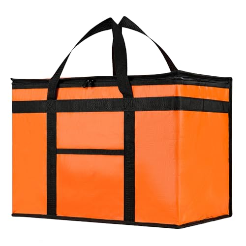 Image of NZ home Insulated Bags for Food Delivery (2XL PRO) Grocery Shopping Cooler Bag, Pizza Delivery, Hot & Cold Catering Tote, Reusable, Foldable & Heavy Duty (Orange)