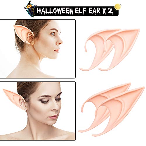 Vadeture Vampire Fangs Teeth, Fake Blood Elf Ears Set for Halloween