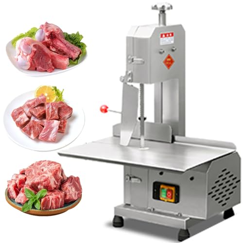 Máquina de sierra de huesos, cortador de acero inoxidable de alta potencia para procesamiento de carne y huesos, sierra de cinta de mesa para pescado, carne de res y carne congelada