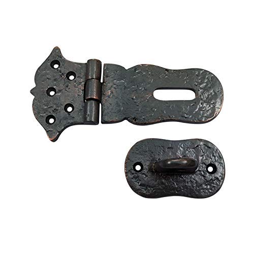 Image of Adonai Hardware inchParan inch Heavy Duty Antique Cast Iron Safety Locking Hasp and Staple (6 inch x 1 Pack, Oil Rubbed Bronze) for Vintage Pirates Treasure Chest, Trunks, Wooden Jewelry Box, Cases, Furniture