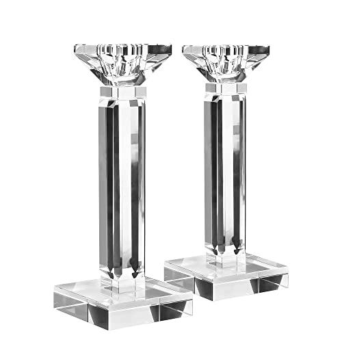 Kitcom Crystal Candle Holders Set Of 2, 8.27" Tall Crystal Candlestick Holders, Candlestick Holders Taper Candle Holders For Table Wedding Housewarming Gifts Decor #TOP1