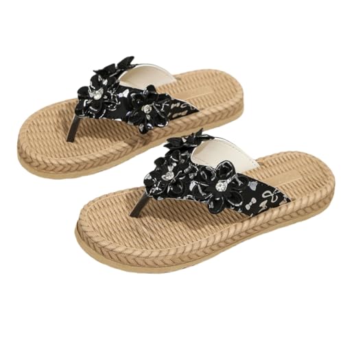Girls Summer Flower Weave Flip Flops Water Shoes Outdoor Beach Slides Sandals