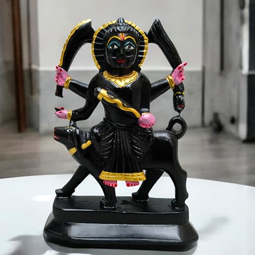 Lord Kaal Bhairav Statue 6.5" inch God Marble Mahakal Bhairav Murti | Diwali Puja Lord Batuk Bhairav Sculpture Idol Home Puja Temple Mandir Altar Shrine Prayer | Hindu Tantric Deity Avatar of Shiva