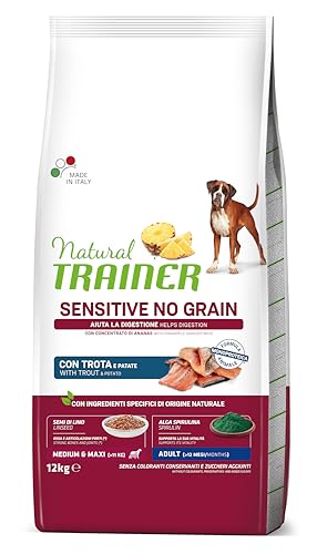 Natural Trainer Sensitive No Grain Cibo per Cani Adulti con Trota - 12kg
