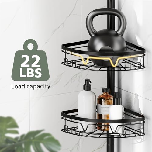 Image of KEGII Corner Shower Caddy Tension Pole, Fan-Shaped Large Capacity Organizer