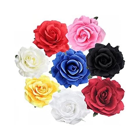 8 Pack Rose Flower Hair Clip Flamenco Dancer Pin up Flower Brooch, Rose Flower Hair Accessories (LDZ60) (A) Cover