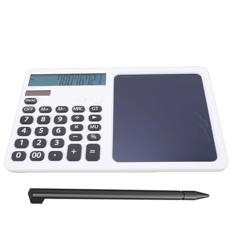 Calculadora con bloc de notas Cuifati en color blanco y doble alimentación solar y batería