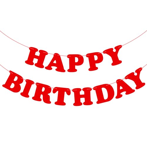 Adecortalk Red Happy Birthday Banner Sign Birthday Party Supplies Party Background for Kids Boys Girls Birthday Party Decorations