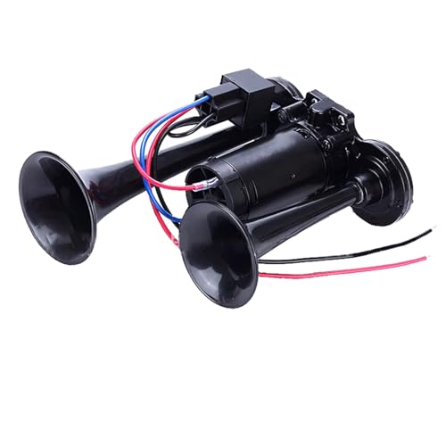 KIMISS Dual Trompetas Kit de Bocina Súper Fuerte para Autos Camiones Trenes Barcos (BLACK)