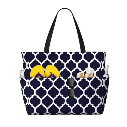 Grand sac de plage de qualité supérieure style marocain géométrique avec finitions soignées