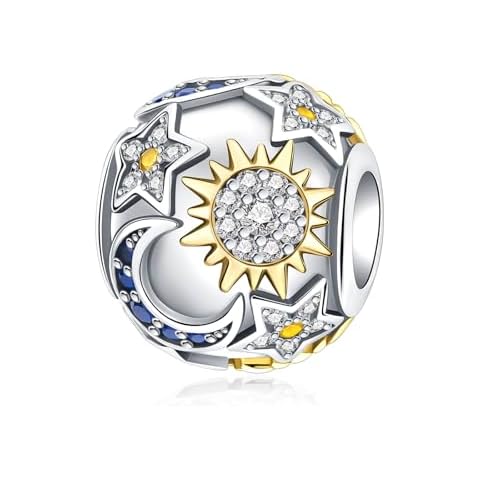 GOINEVA Moon Sun Star Charm 925 Sterling Silver Charm Fits Women's Charm Bracelet & Necklace Valentine's Day Mother's Day Jewelry Gifts for Women Cover