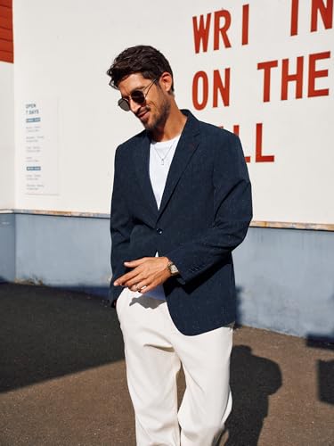 PJ PAUL JONES Mens Blazer Casual Linen Sport Coat Two Button Lightweight Suit Blazer Jackets3