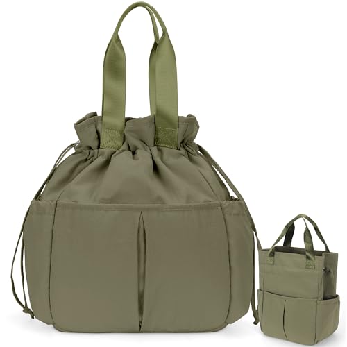 VS VOGSHOW Cute Lunch Bag Women Insulated Drawstring Reusable Lunch Bag 16 Cans Large Capacity Lunch Box for Work Picnic Outdoor (Green)