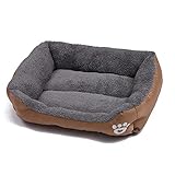 OUYUNKKA Cama para perros (M, 54 x 42 cm), cuadrada, para perros y gatos, para perros y gatos medianos y pequeños, mullida, suave, cama para gatos, cama para perros y bulldog francés