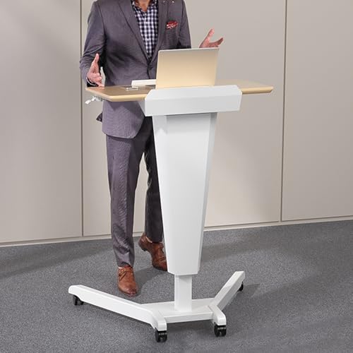 GMBAYUE Rednerpult Mobil Klappbar, Mehrzweck-Podium, Standing Desk für Laptops, Höhenverstellbarer Vortragspodiumständer für Restaurants, Kirchen, Seminare und Schulen(Yellow)