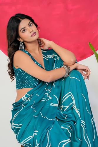 Image of MIRCHI FASHION Saree for Woman Chiffon Georgette Geometric Printed | Lightweight Farewell and Women's Office Sari with Blouse Piece