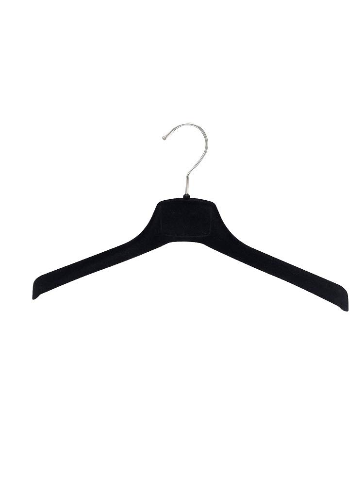 Kiroplast 10 Grucce Appendiabiti Velluto Appendini Antiscivolo Capospalla Cappotti Giacche Camicie Stampelle Floccate 39cm Nero Spalla Larga