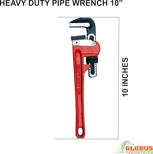 Image of GLOBUS 321 Heavy Duty Adjustable Pipe Wrench Set (10 inch & 12 inch, 2 Pcs) - High Torque Plumbing Tap Spanner | Easy Grip Ranch Pana & Salai Rinch Alternative for Mechanics