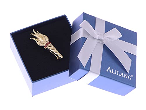 Image of Alilang Women Enamel Torch Sparkly Clear Crystal Rhinestones Brooches Vintage Pins