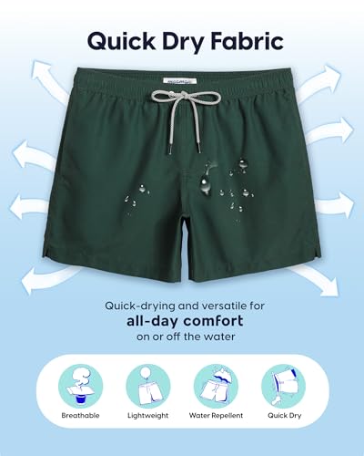 Image of maamgic Mens Swim Trunks 5 Inch with Mesh Lining, Quick Dry Mens Bathing Suit, Swim Shorts for Swimming and Beach