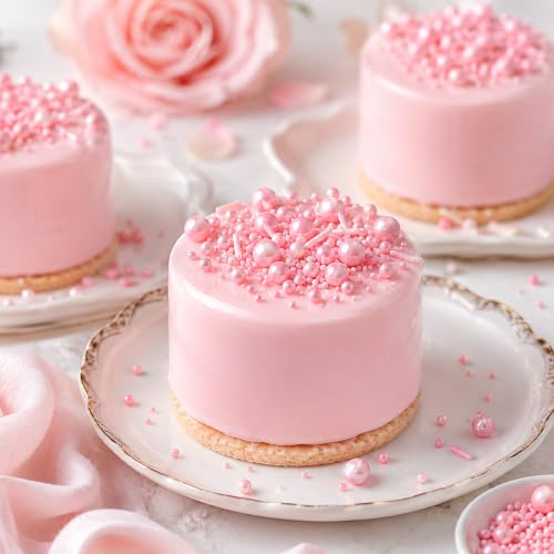Image of Sprinkles for Cake Decorating Edible Pearls 10.8oz Pink Pearl Sprinkles