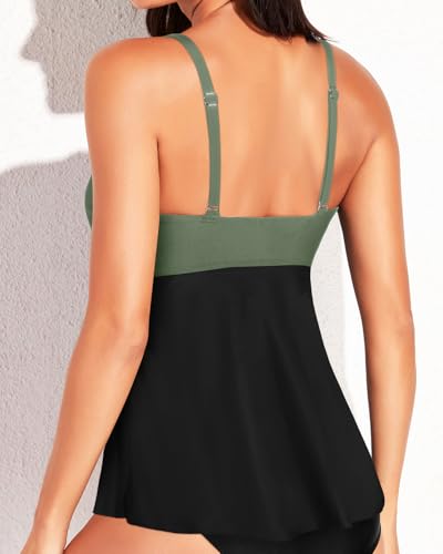 Image of Aqua Eve Women's Underwire Tankini Swimsuit - Twist V Neck Flowy Bathing Suit Top Only, No Bottom