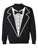 P&B Tuxedo White Funny Crewneck Sweatshirt, XL, Black