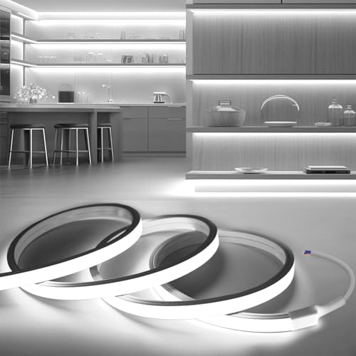 VOEWT LED Strip Lights Daylight White 6000K,9.8ft 12V Neon Rope Lights,Flexible Silicone Outdoor...