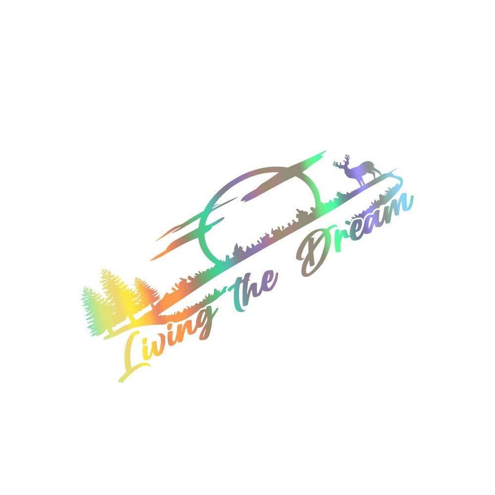 Dabhuoc Colorful Laser Van Camper Graphics Living The Dream Moon Decor Decals Vinyl Cover Accessories(Colorful Laser)