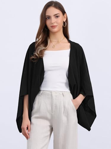 Image of Seta T Women's Linen Cardigan Spring Summer 3 /4 Sleeve Open Front Loose Cover Ups Lightweight Shrug