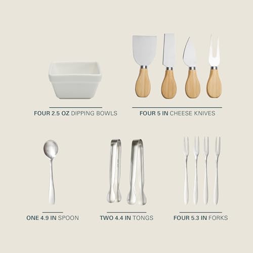 Gibson Home Rustic Inspirations - Set di 18 taglieri per salumi in bambù, grande vassoio per formaggi e frutta, con cassetto nascosto, ciotole in ceramica, utensili per servire e servire - Image 3