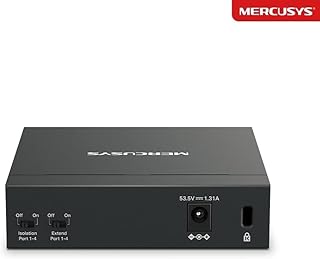 Mercusys TP-Link MS105GP Switch PoE+ 5 ports Gigabit, 4 ports PoE+, 65W pour tous les ports PoE, Boitier Métal, Plug-and-Play, durable et silencieux