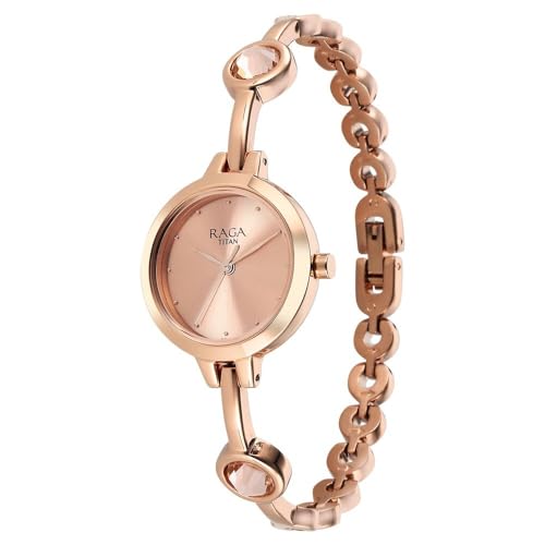 Image of Titan Raga Viva Quartz Analog Rose Gold Dial Rose Gold Metal Strap Watch for Women - NT2576WM02