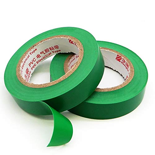 Image of Maveek 10 Rolls PVC Electrical Tapes, Self Adhesive Waterproof Insulation Green Tapes, Rated up to 600 Volts and 176 F, 15mmx15m(0.6 inch x 49.2ft)