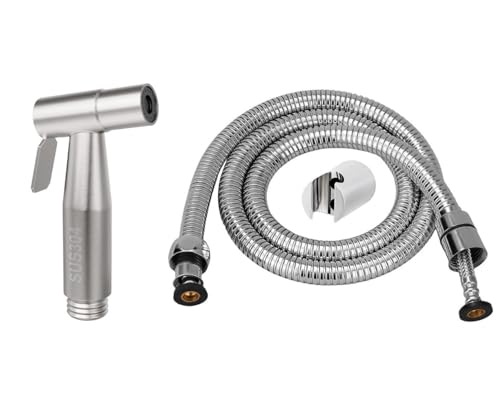Image of MHS High Pressure Jet Spray for Toilet | Health Faucet Set with Hand Shower Gun & 1M SS Hose Pipe | Bathroom Toilet Jet Spray for Hygiene Cleaning | Toilet Gun for Western Toilet (Steel 304)