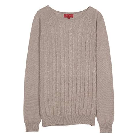 JL de la Tour Women's Cashmere Crew Neck Jumper with Front Twist - Beige - Small Cover