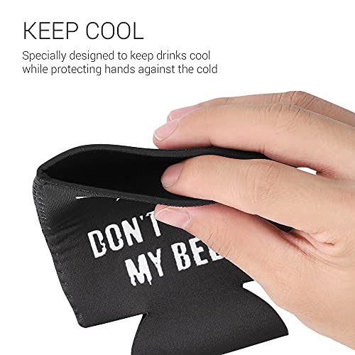 kwmobile Set of 2 Neoprene Can Coolers Compatible with 330ml / 355ml Can - Don't Touch My Beer White/Black - Image 3