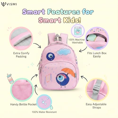 Image of VISMIINTREND Kids School Bag | Preschool Bag for Kids 2-5 Years | Cute, Baby Bags for School, Small Backpacks for Girls /Boys, Travel /Picnic Bags | Birthday /Return /Rakhi Gift for Girl