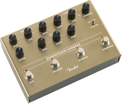 Fender Pédale Multi-Effets pour Basse, Downtown Express, avec Compresseur, égaliseur 3 Bandes et Overdrive- Commutable Individuellement