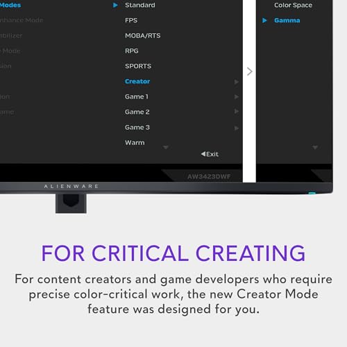 Image of Alienware AW3423DWF Curved QD-OLED Gaming Monitor - 34-inch Quantum Dot OLED 0.1Ms 165Hz 21:9 Curved Display, 99.3% DCI-P3 Color Gamut, VESA DisplayHDR True Black 400, AMD FreeSync Premium Pro - Black