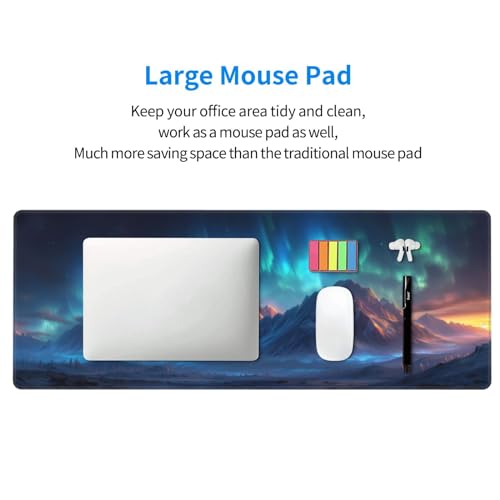 Image of Gaming Mouse Pad Desk Pad,Extended Big Mouse Pad,31.5x11.8 Inch Long Computer Keyboard Mouse Mat Mousepad with 3mm Non-Slip Base and Stitched Edge for Gaming and Office (Aurora)