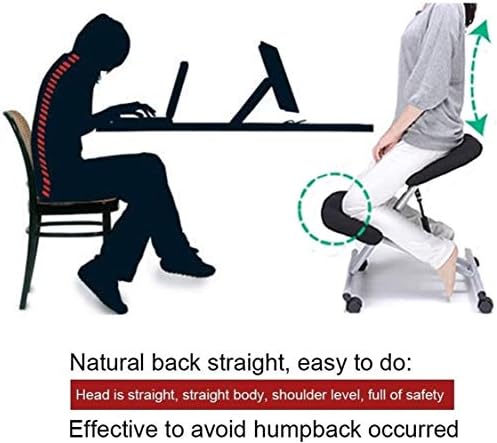 Kneeling Chair, Correct Sitting Posture Lumbar Support Chair Orthopaedic Stool Posture Frame PU Leather Seat Height Adjustable Stool Kneeling With Back Promote Good Posture For Office Home Capacity Ha
