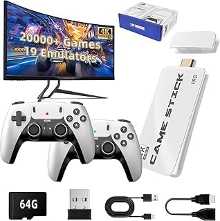 2025 Wireless Video Games for Tv Gaming, Retro Gaming Console with Game Stick 4K HD Game Stick, Plug & Play TV Video Game Set for 2 Player with 23 Emulators 21K+ Games 2.4G Wireless