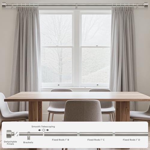 2 Pack Brushed Nickel Curtain Rods for Windows 28 to 48 Inch(2.3-4ft), 1 Inch Diameter Heavy Duty Curtain Rod, Adjustable Decorative Drapery Poles 18-45", Satin Nickel by hei! dear - Image 7