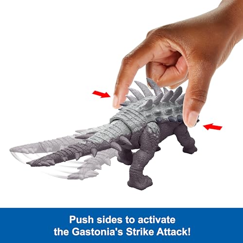 Image of Mattel Jurassic World Strike Attack Dinosaur Toy with Single-Strike Action & Movable Joints, Gastonia Action Figure Includes Digital Play